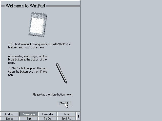 Microsoft WinPad 1.00.3203 - Welcome